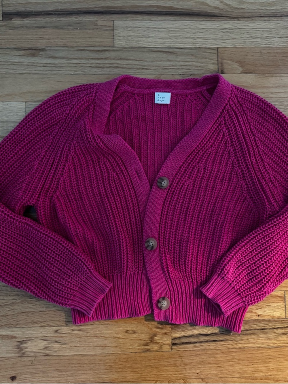 a new day Fuchsia Knit Cropped Cardigan